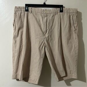Polo Ralph Lauren Mens Summer Shorts 42 Beige Tan Cotton Pinstripes Beach Casual